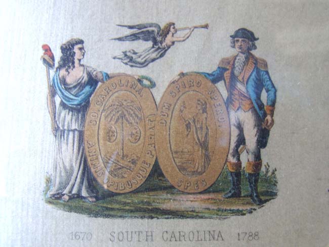 A FABULOUS PRINTED SILK DEPICTION OF THE COATS OF ARMS OF THE ORIGINAL 13 STATES circa 1895 — image 9